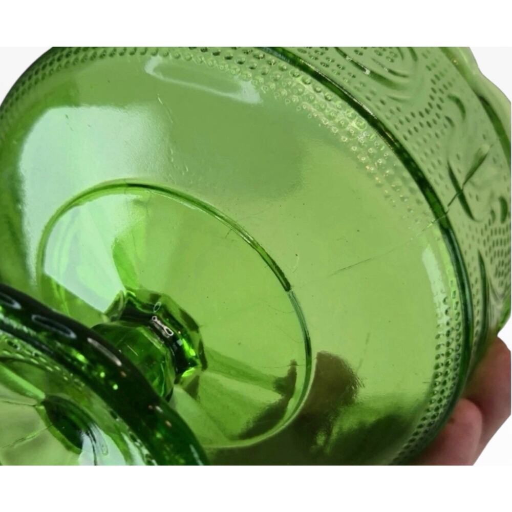 Vintage 1950's E.O. Brody Co. M6000 Green Glass Compote Candy Dish Raised Bowl - Picture 13 of 13